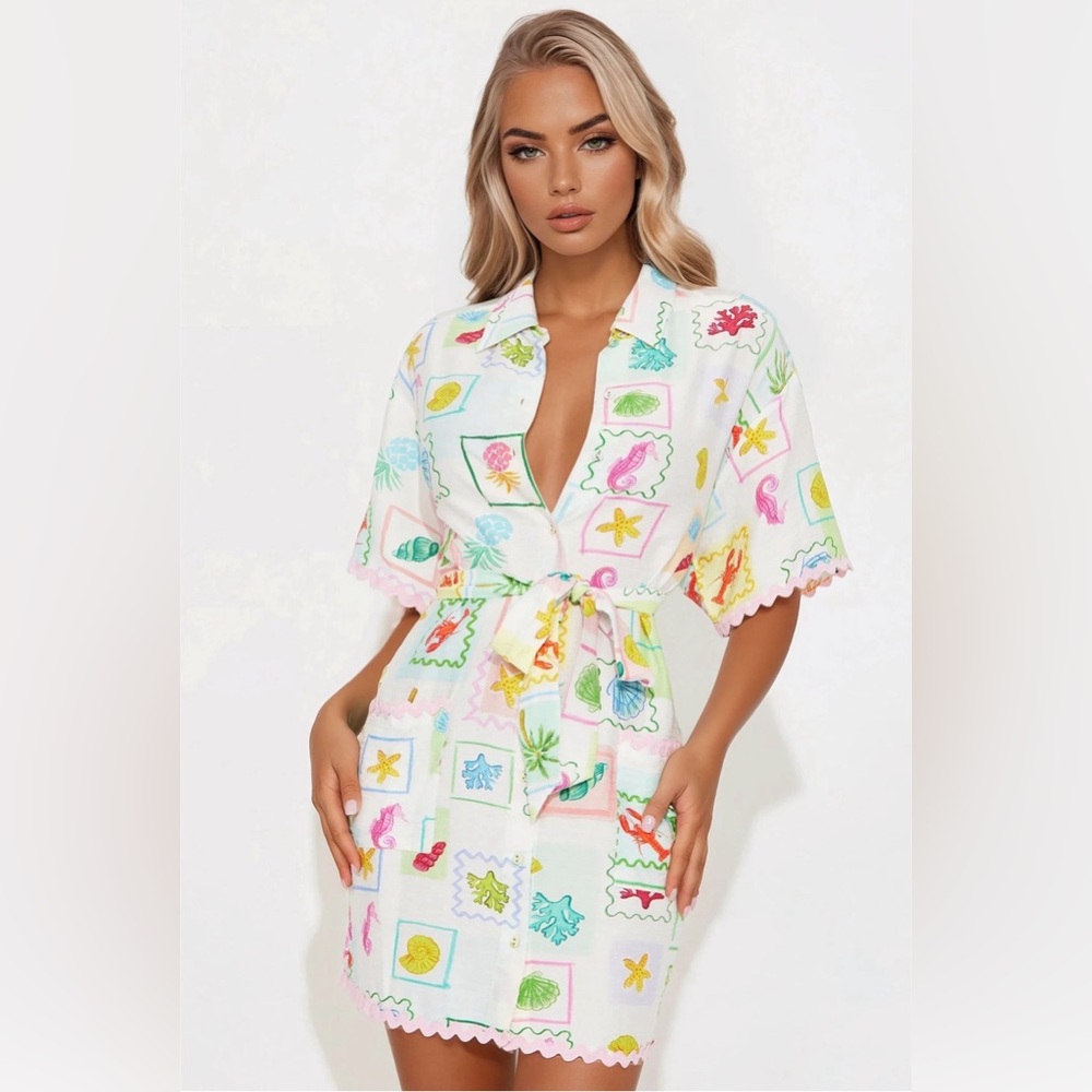 NWT Fashion Nova White Multicolor summer Dress